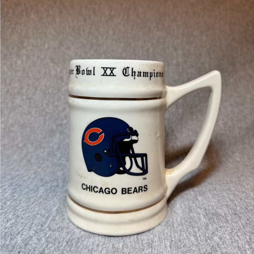 Chicago Bears Super Bowl XX White Ceramic Stein